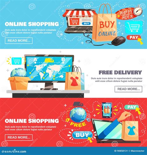 E Commerce Banners Collection Stock Vector Illustration Of Concept