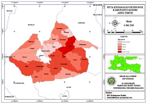 Peta Kepadatan Penduduk Kab. Kediri | PDF