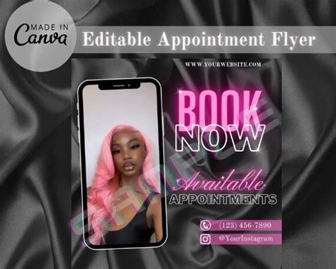 Editable Book Now Flyer Pink Instagram Boss Babe Available Etsy