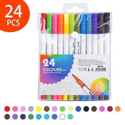 Kit 24 Caneta 2 Em 1 Brush Lettering E Ponta Fina Dual Pen Canetinha