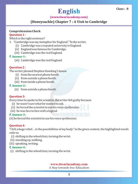 NCERT Solutions For Class 8 English Honeydew Chapter 7 For 2023 2024