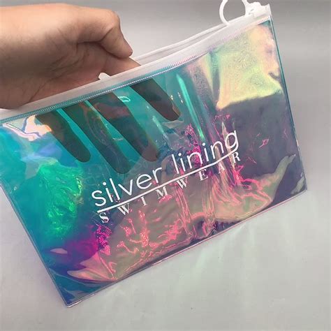 Luxury Elegant Pvc Bag Holographic Laser Plastic Ziplock Bag For