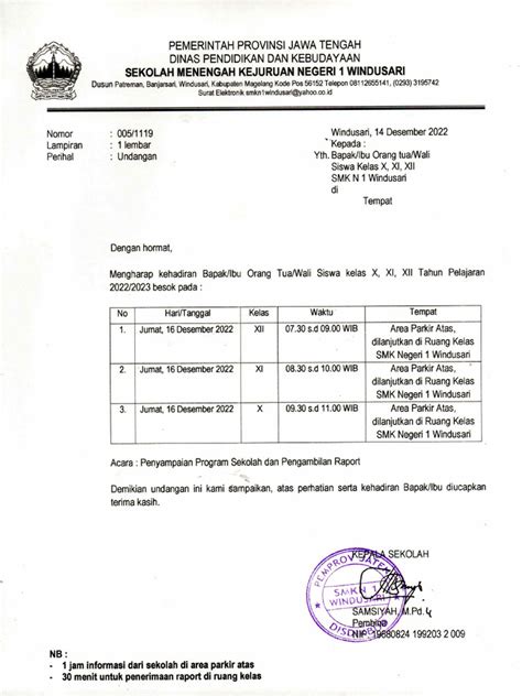 Undangan Pengambilan Raport Pdf