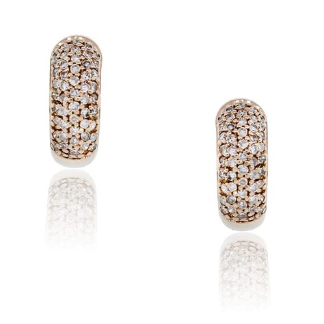 K Rose Gold Pave Diamond Huggie Earrings Boca Raton