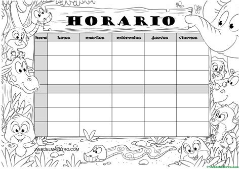 Horario Escolar Para Imprimir En Modelos Variados Web Del Maestro