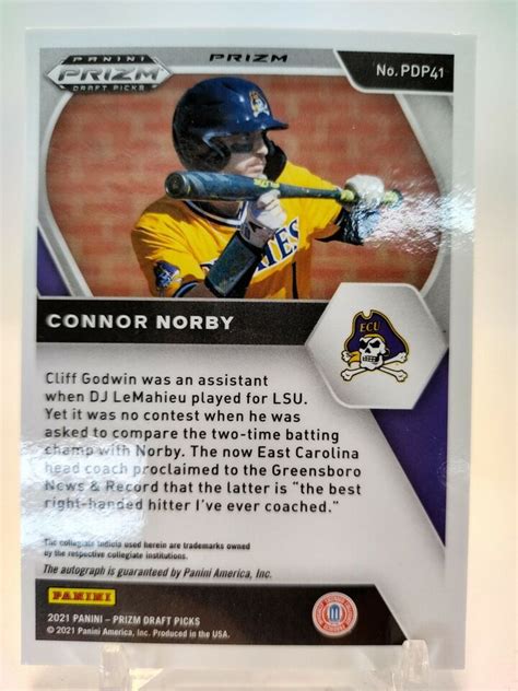 Connor Norby Auto Silver Prizm Panini Prizm Draft Picks Pdp