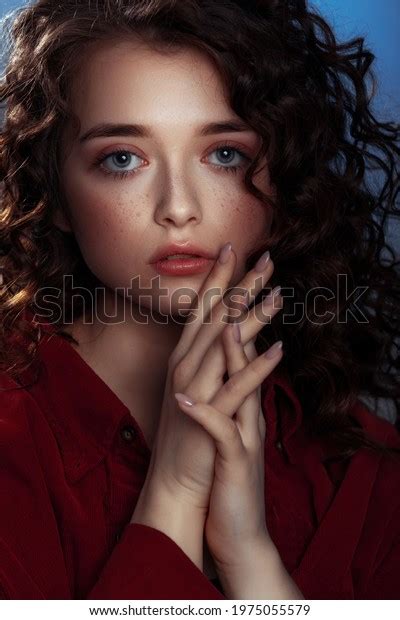 Attractive Brunette Long Curly Hair Female Stock Photo Shutterstock