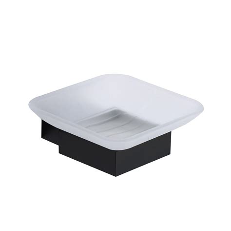 Casa Bano Mono Frosted Glass Soap Dish Holder 100mm Wide Matt Black