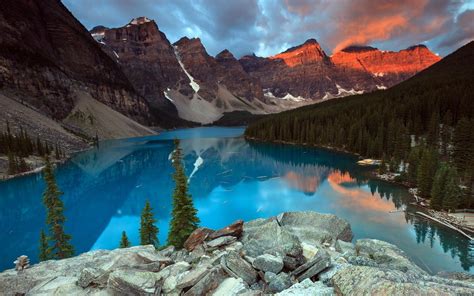 Fondos De Pantalla Paisaje Bosque Montañas Puesta De Sol Lago