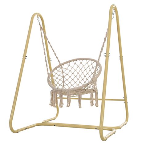 Dakota Fields Chaise de hamac balançoire en macramé avec support Swing