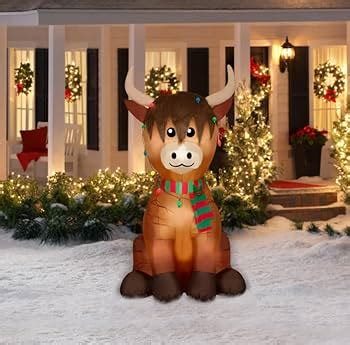 Highland Cow Lighted Christmas Inflatable NEW K Design Co