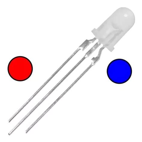 Led Bicolor Rojo azul Cátodo O Ánodo 5mm 3 Pin 10pz Meses sin interés