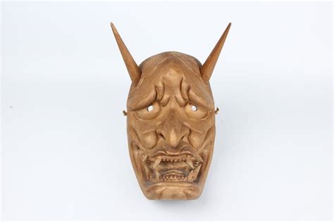 Noh Mask Wood Noh Mask Hannya And Oni Men Carved Wooden Masks