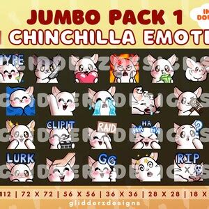 White Chinchilla Twitch Emote Jumbo Pack White Chinchilla Emote