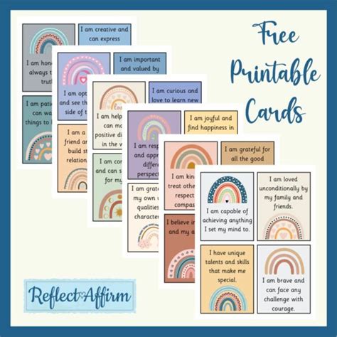 Printable Positive Affirmations Free Reflect Affirm