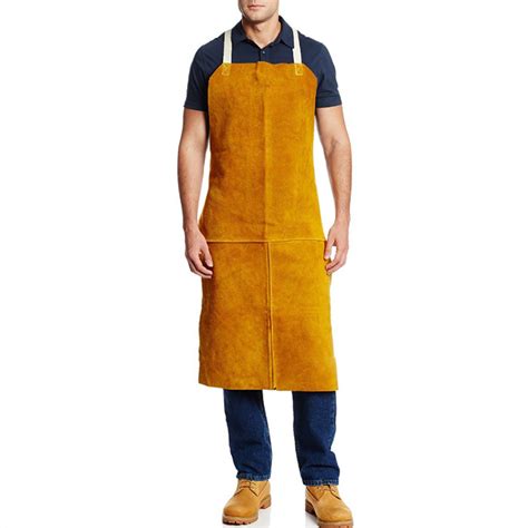 Heat Resistant Cow Split Leather Welding Apron For Welders China