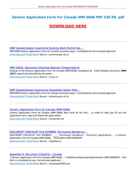 Generic Application Form For Canada Imm Pdf Kb Fill Online