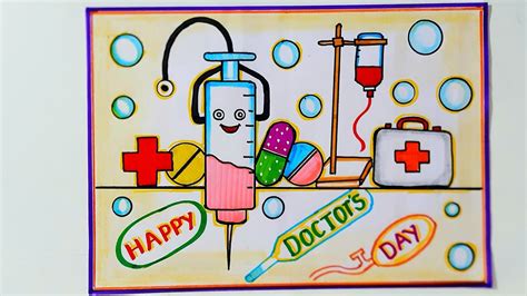 Doctors Day Drawing Easy Stepsnational Doctors Day Posterhow To