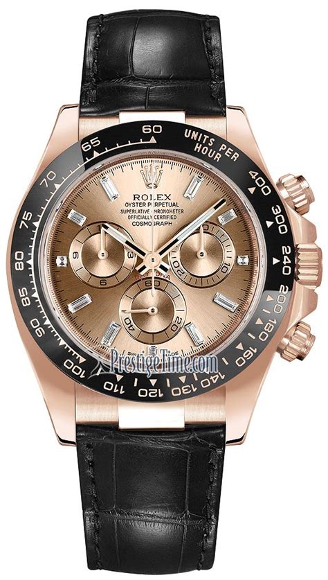 116515 Pink Baguette Index Rolex Cosmograph Daytona Everose Gold Mens