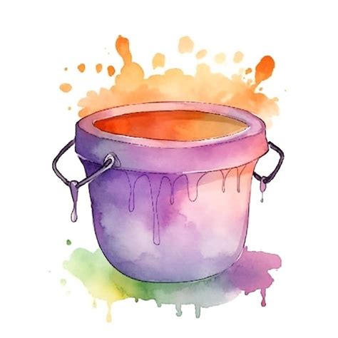 Premium Photo A Colorful Bucket With Paint Splatter