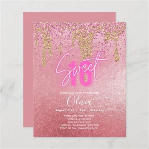 Modern Blush Pink Gold Glitter Sweet Invitation Zazzle Artofit