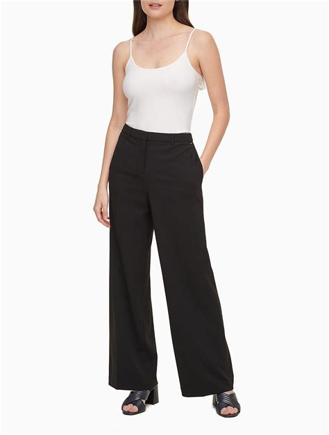 Calvin Klein Synthetic Modern Essentials Ponte Knit Wide Leg Pants In