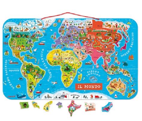 Puzzle Magnetico Del Mondo Pz Versione Italiana Janod La Tana