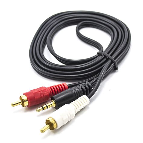 Кабель переходник Aux 2 RCA тюльпан 1.5м Black купить в интернет ...