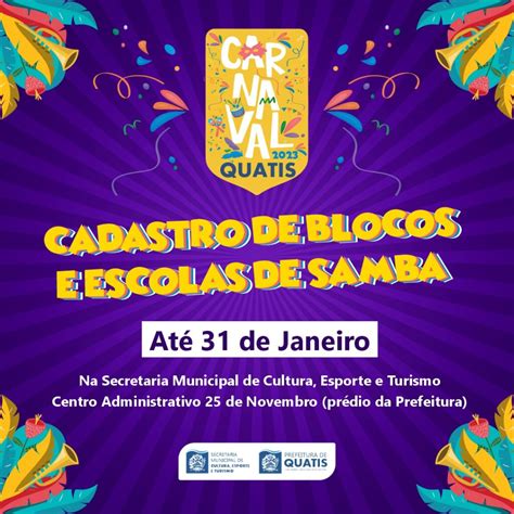 Carnaval 2023 Cadastro De Blocos E Escolas De Samba Quatis