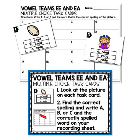 Lucky To Learn Phonics Vowel Teams Long E 1st Grade Phonics Centers Ee And Ea Multiple