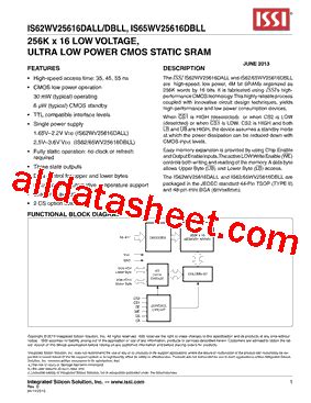 Is Wv Dbll Bli Datasheet Pdf Integrated Silicon Solution Inc