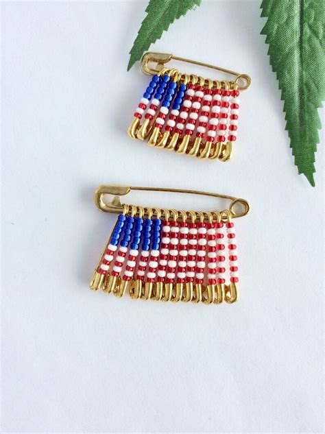 American Flag Pin Labor Day Pin Beaded Flag Pin Handmade USA Etsy Denmark