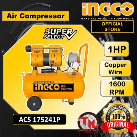 Ingco Air Compressor Hp X L Oil Free System Copper Wire Motor