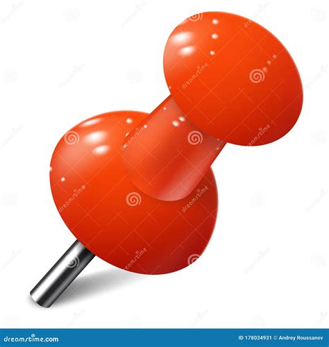 Realistic Push Pin In Red Color Thumbtack Stock Vector Illustration