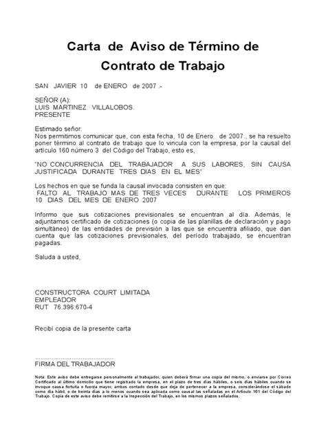 Ejemplo De Carta De Aviso Primera B