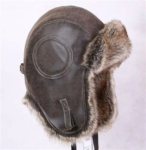 Season Discount Pu Leather Faux Fur Aviator Russian Ushanka Hat For