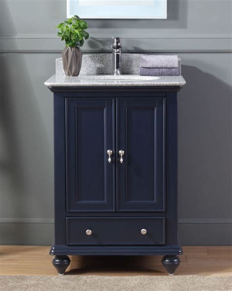 Gillian Small Narrow Powder Room Navy Blue Bathroom Vanity Nb