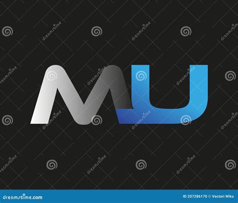 Letra Inicial Mu Logotype Nome Da Empresa Colorida Blue E Prata Swoosh