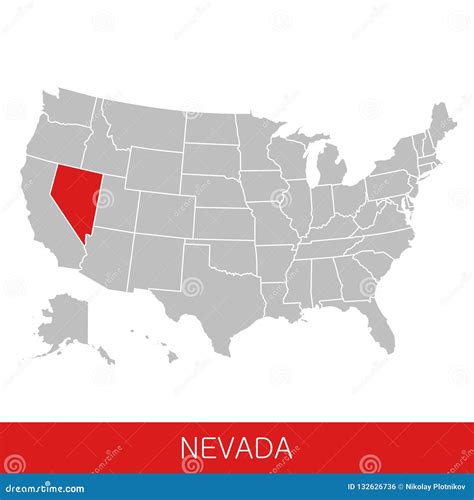 United States Of America With The State Of Nevada Selected Map Of The