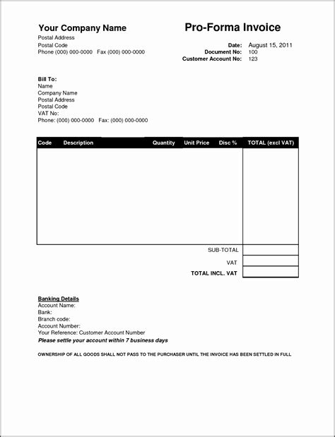 Free Proforma Invoice Template Pdf Word Eforms Example Invoice