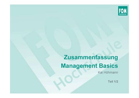 Übungsklausur MB 90P Zusammenfassung Management Basics Teil 1