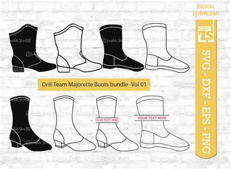 Drill Team Majorette Boots Outline Svg Majorette Boots Svg Etsy India