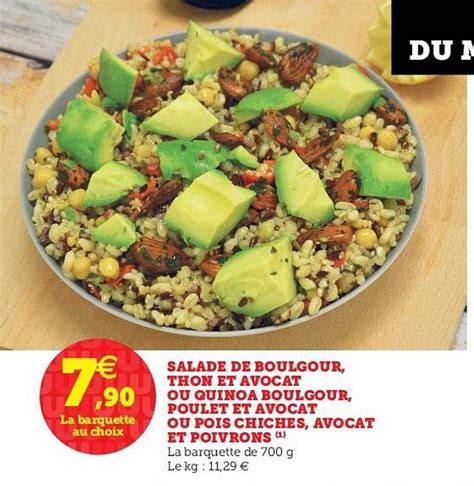 Promo Salade De Boulgour Thon Et Avocat Ou Quinoa Boulgour Poulet Et