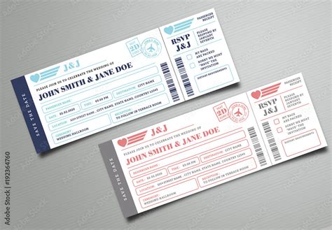 Boarding Pass Wedding Invitation Ticket Stock Template Adobe Stock