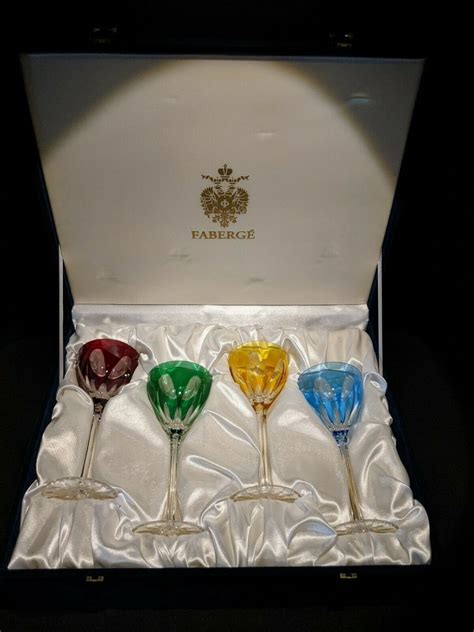 Faberge Wine Glasses Set Of 4 In Original Presentation Case