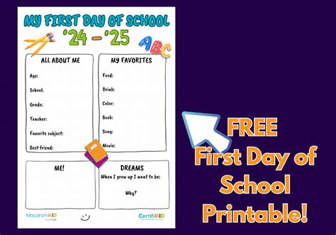 Capture The Moment A Printable For That Special First Day Of School