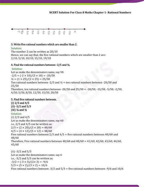 NCERT Solutions For Class 8 Maths Exercise 1 2 Chapter 1 Rational Numbers