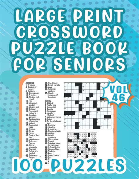 Large Print Crossword Puzzle Book For Seniors 100 Puzzles Easy Cross