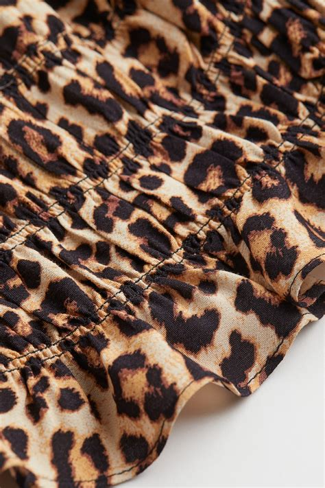 Ruffle Trimmed Blouse Light Beigeleopard Print Ladies Handm Us