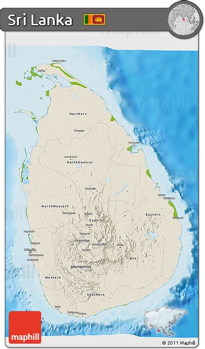 Free Shaded Relief 3D Map Of Sri Lanka Physical Outside